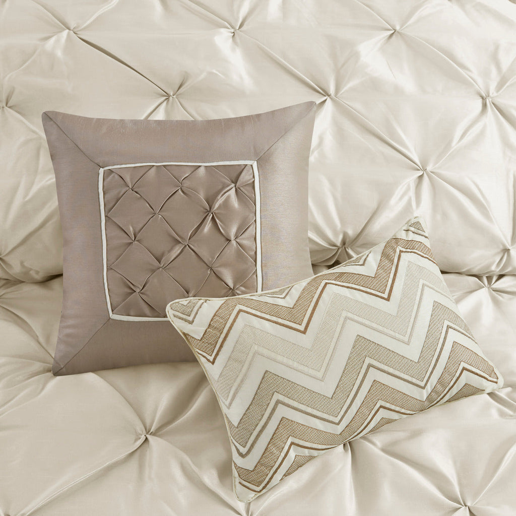 7 Piece Tufted Comforter Set Ivory King
