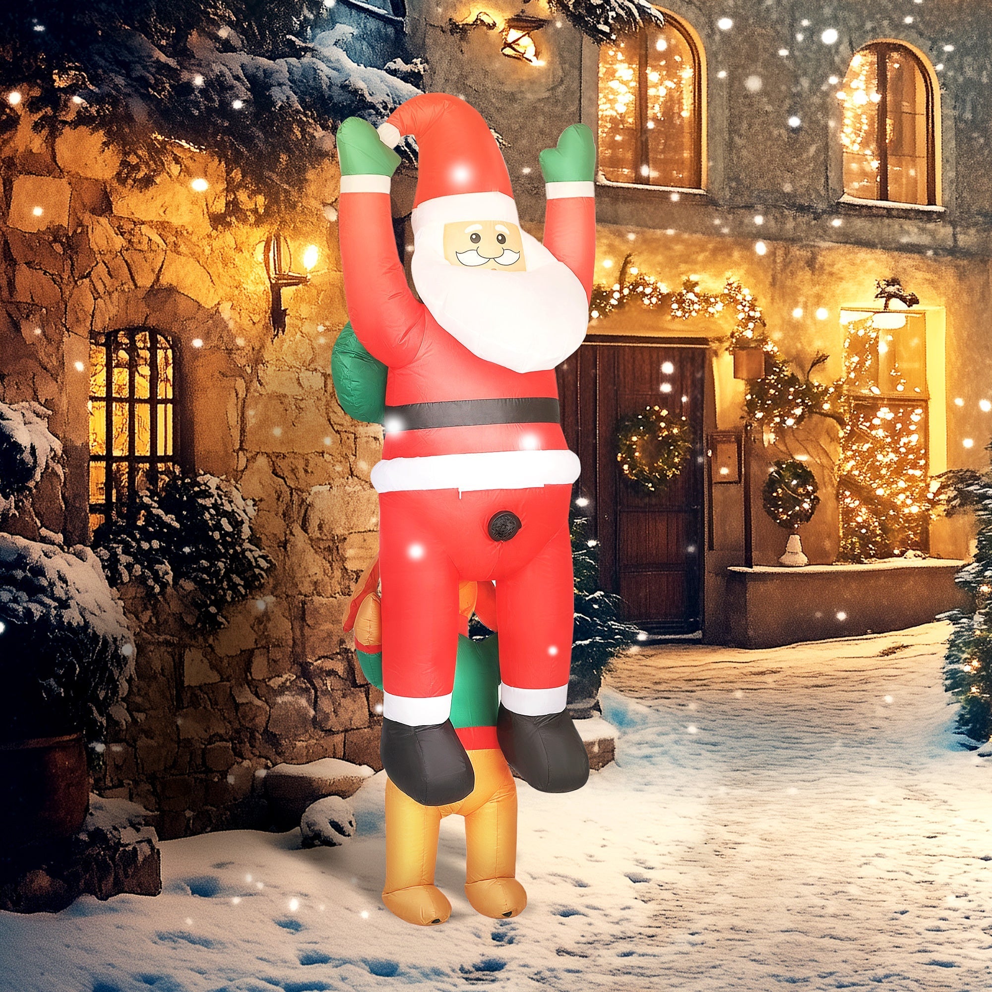 7ft Hanging Christmas Inflatable Santa with Dog
