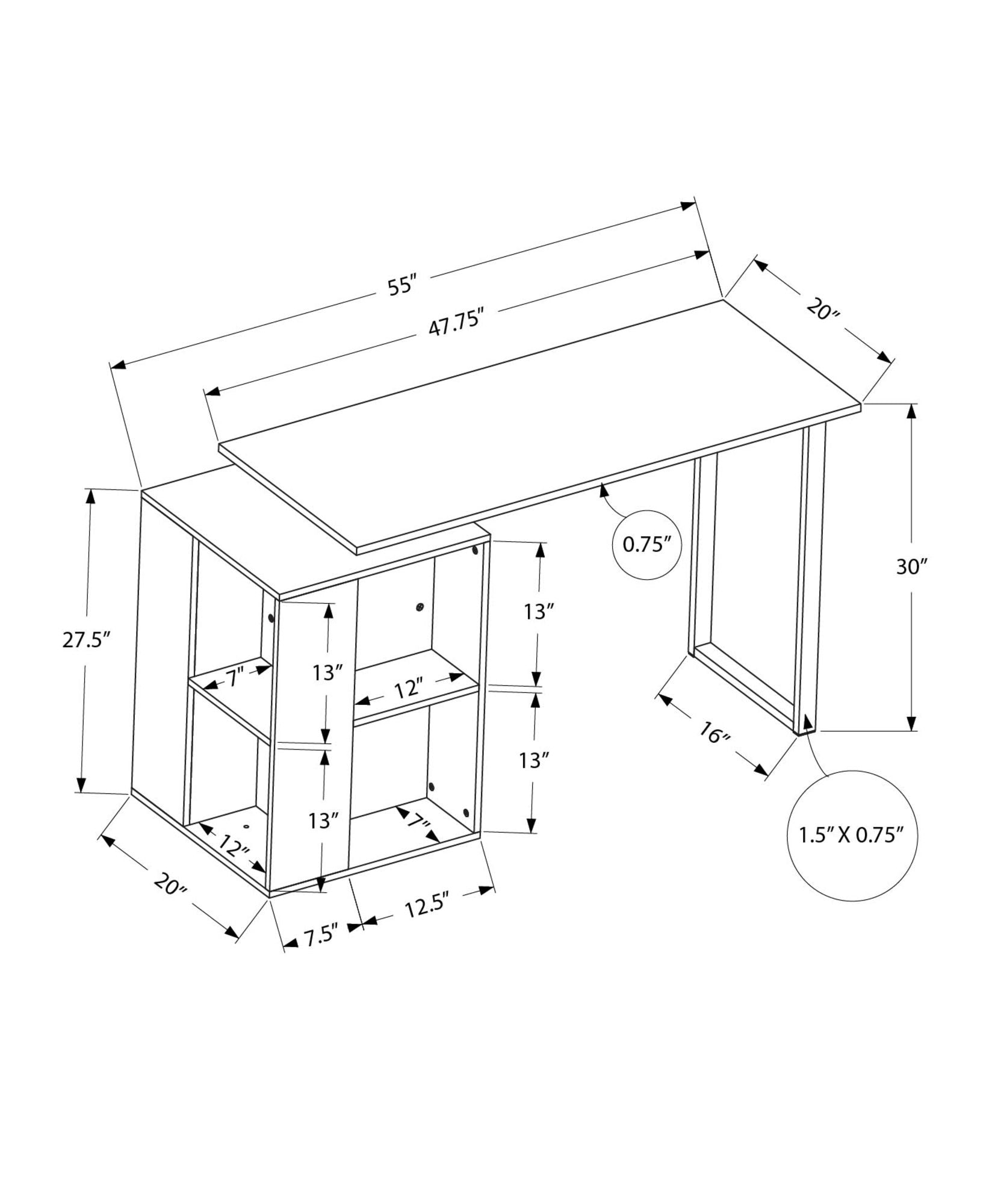 Computer Desk with Left/Right Setup and Storage Shelves