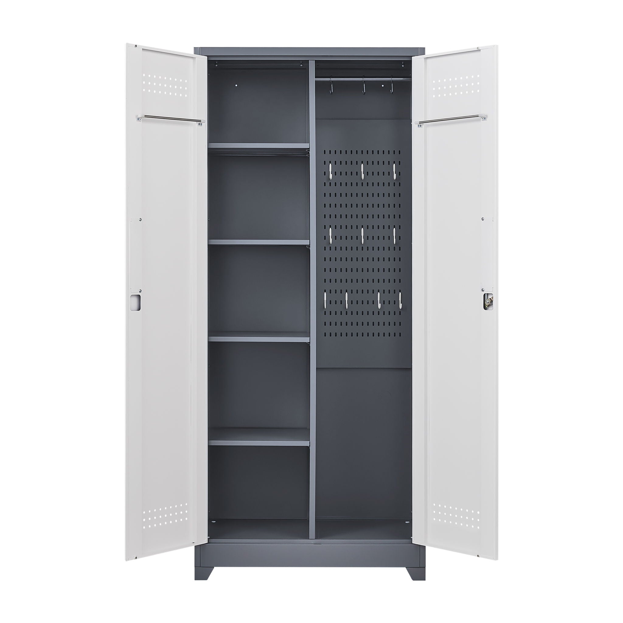 Lockers With Locking Doors, Adjustable Shelves, High Broom Tool Storage Cabinet