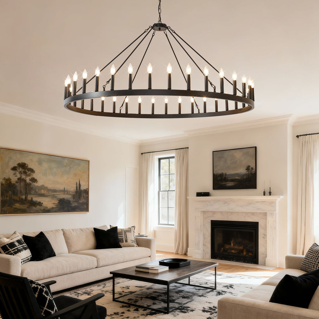 59.1 Inch 36-Light Wagon Wheel Chandelier