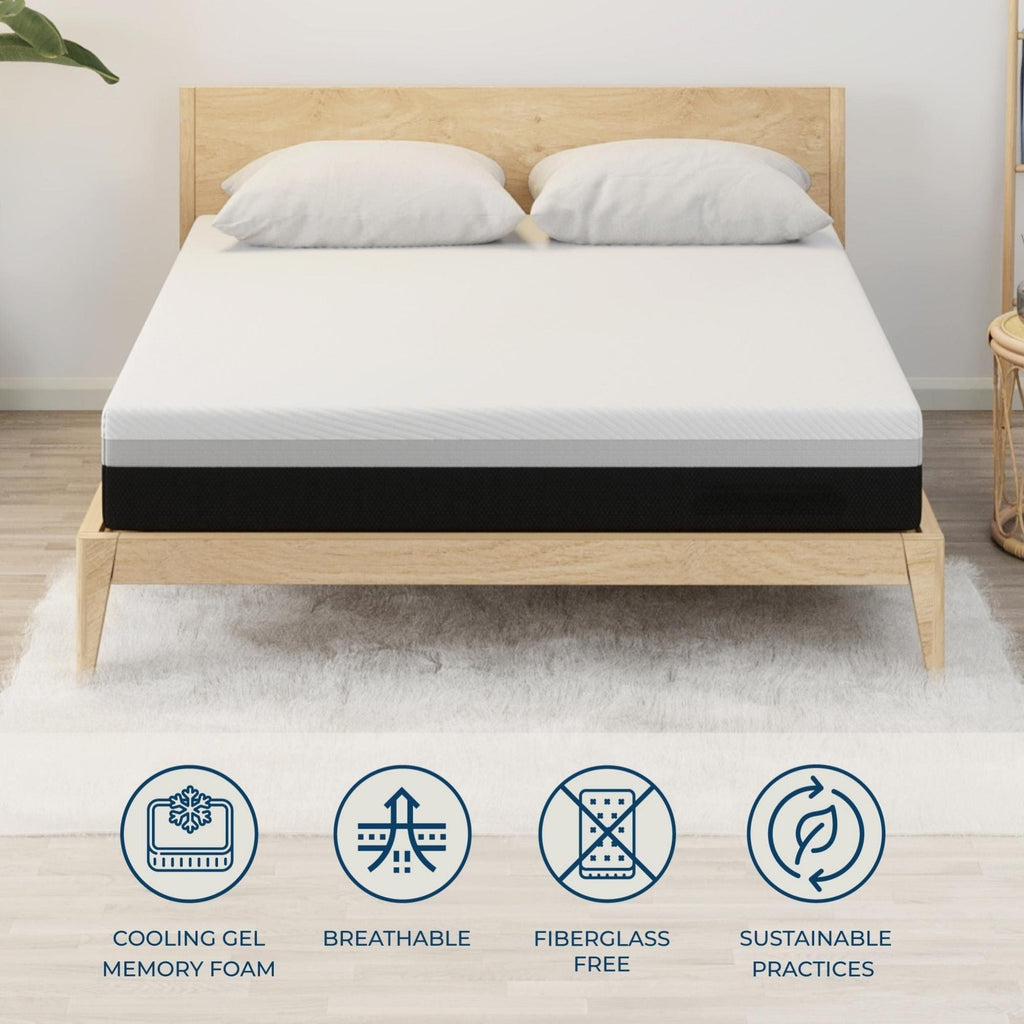 12'' Hybrid Mattress, Cooling Memory Foam & Pocket Springs Medium Firm - White - Queen