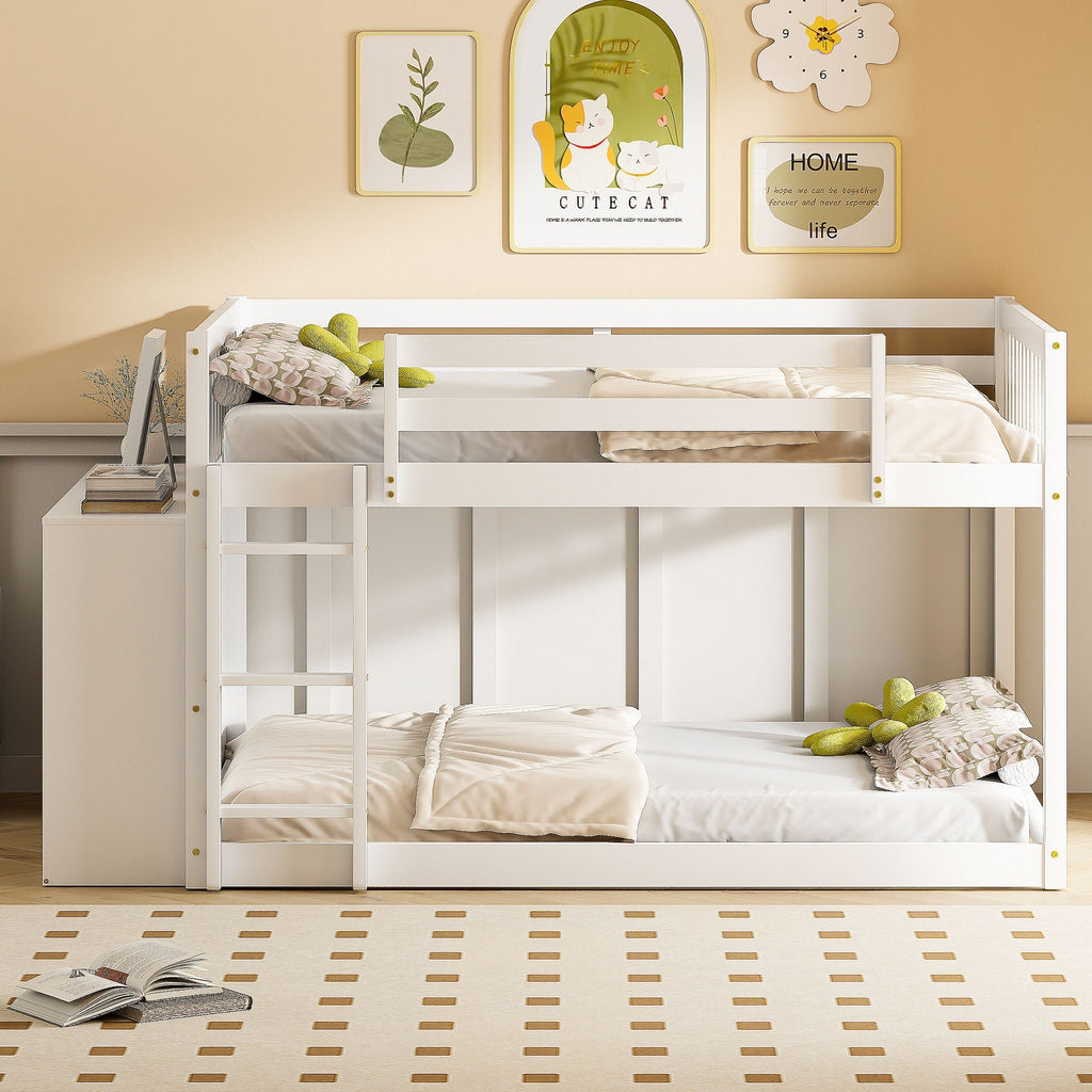 Bunk Bed With 4 Drawers and 3 Shelves