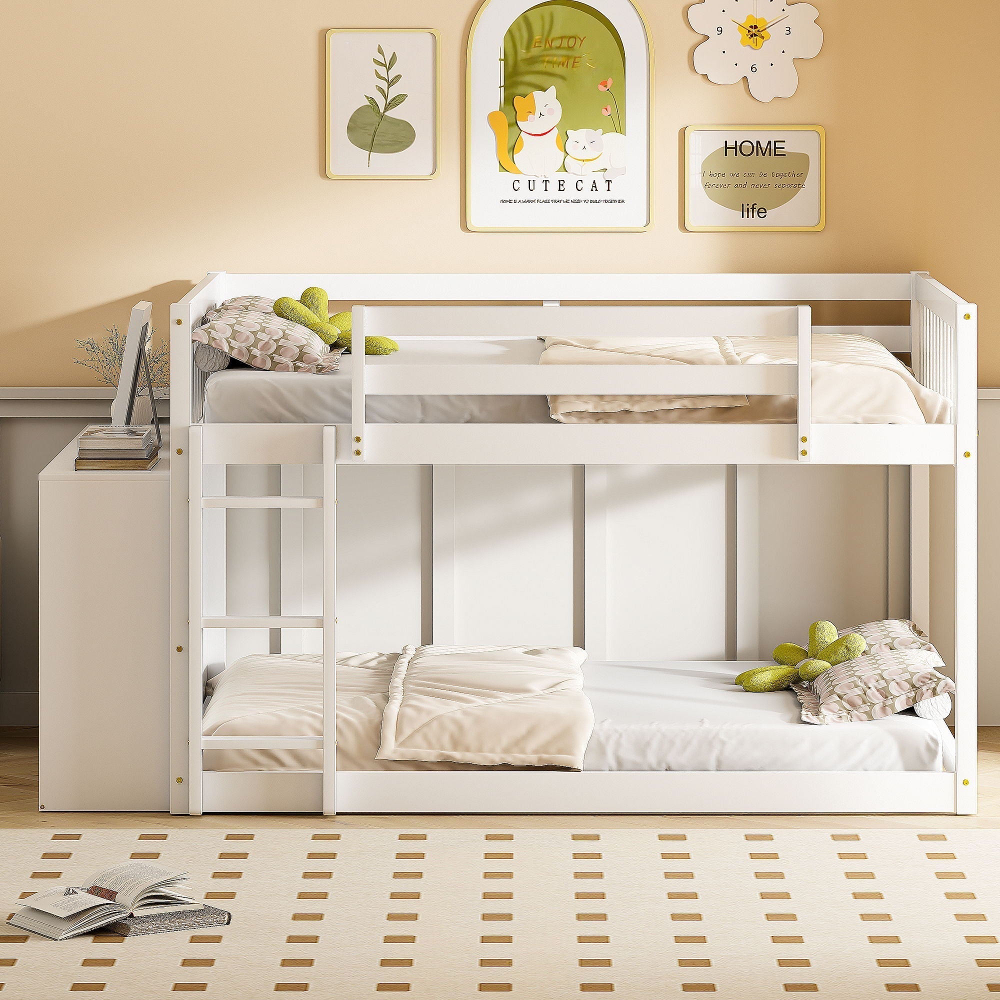 Bunk Bed With 4 Drawers and 3 Shelves
