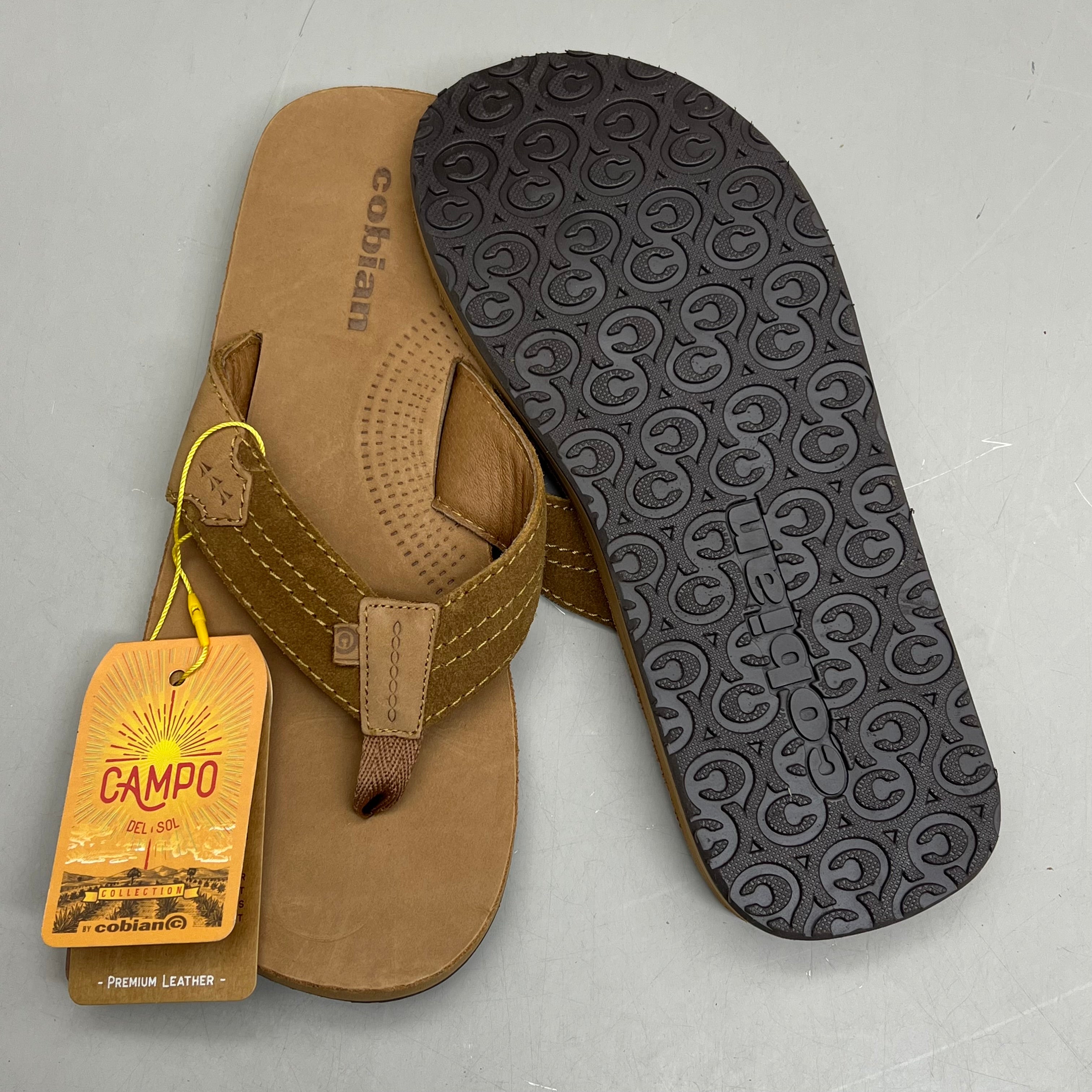 COBIAN Lazo Premium Leather Sandals Men's Sz 9 EU 41.5 Tan LZO-24-230-9