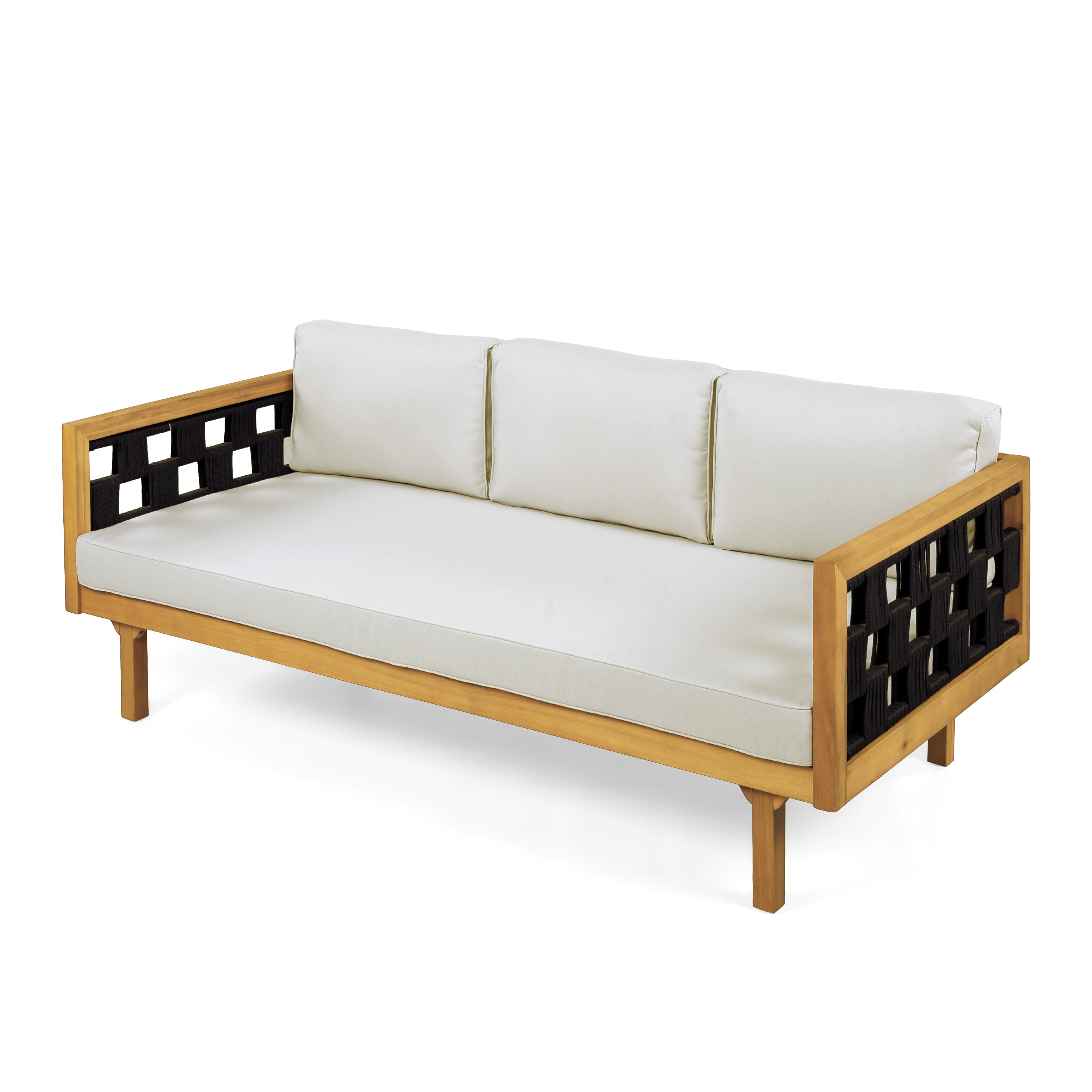 Three-Seater Outdoor Daybed - Acacia Wood Teak Finish Frame