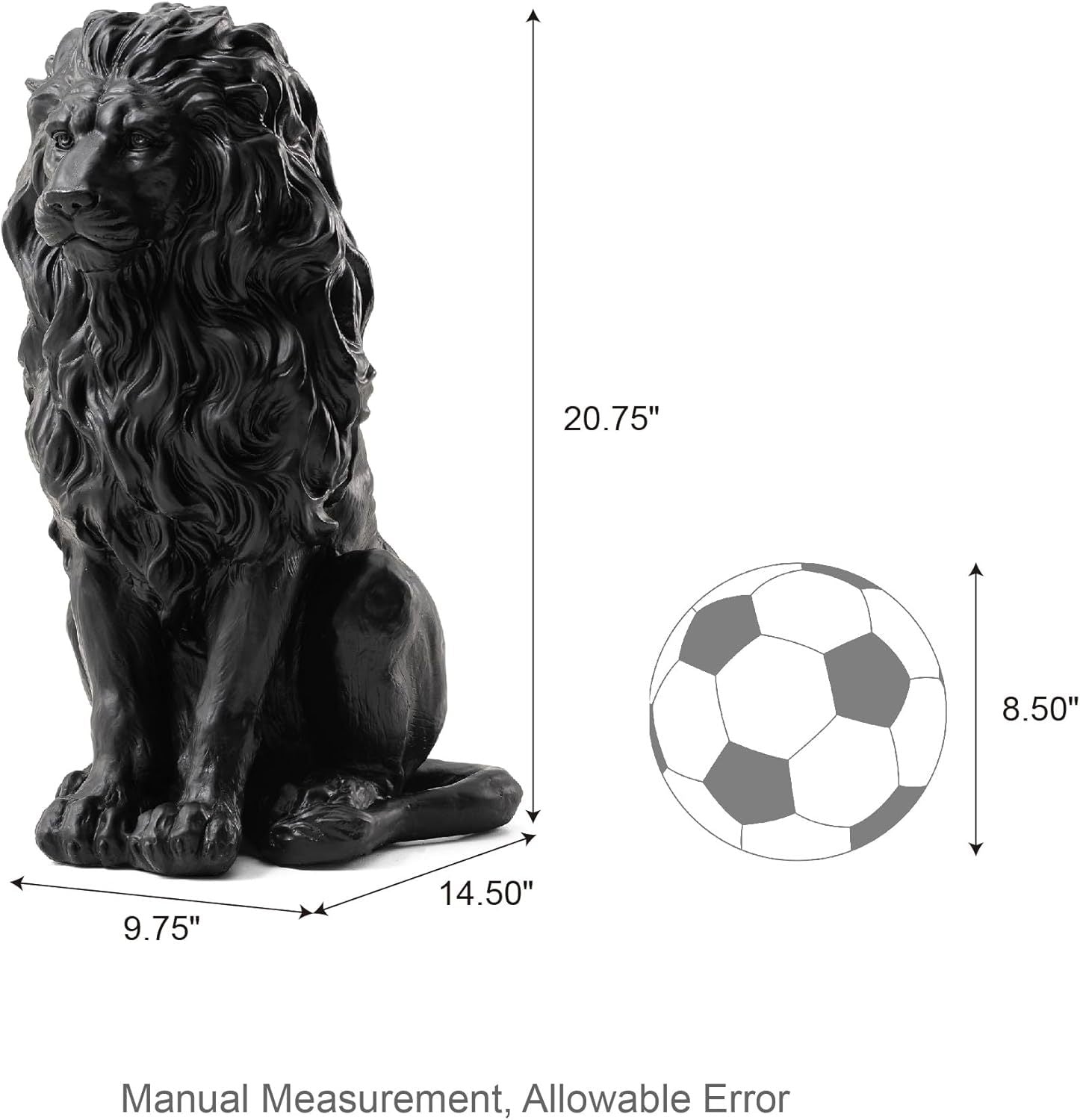 20.5" Resin Outdoor Lion Statue