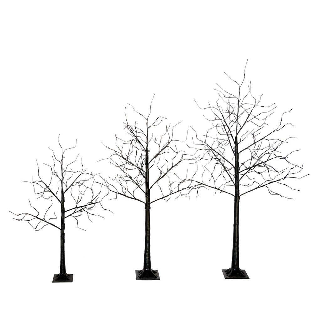 3 Pc Illuminated Halloween Tree with Purple LED Glow
