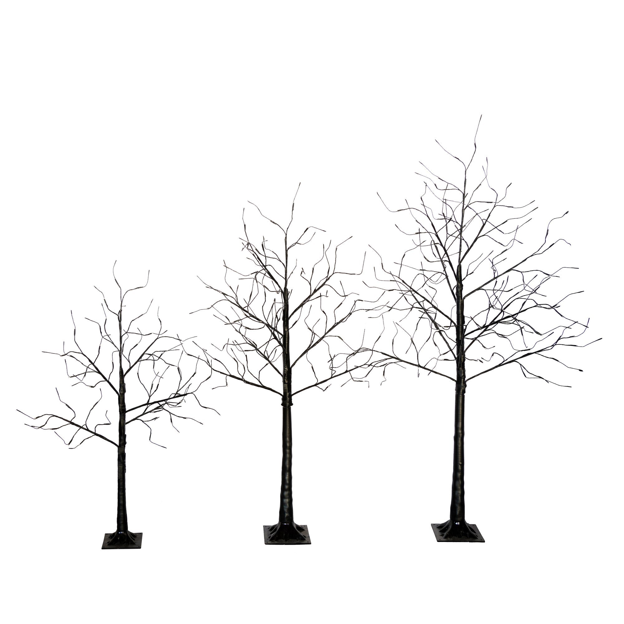 3 Pc Illuminated Halloween Tree with Purple LED Glow
