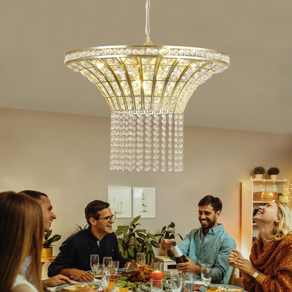 8-Light 23.6' Wide Crystal Waterfall Chandelier