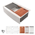 Modern Farmhouse Drop-In Workstation Kitchen Sink with Apron Front