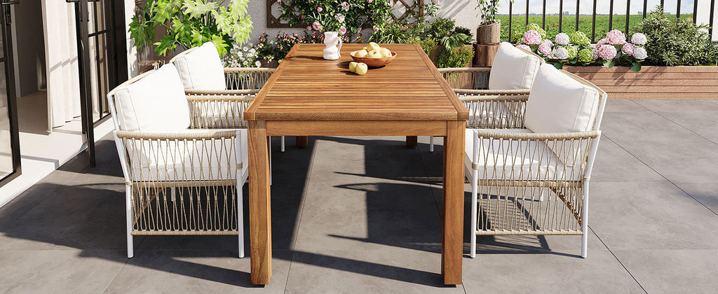TOPMAX Patio 5pcs Wooden Dining Table Set