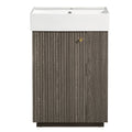 Bathroom Vanity With Sink, Freestanding Wood Grain Cabinet With Storage