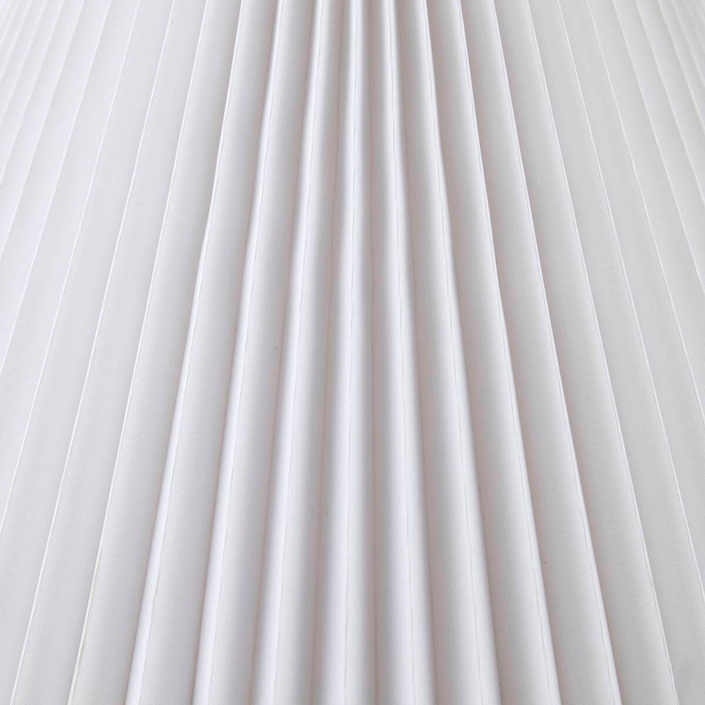 Textured Ceramic Table Lamp with Fluted Fabric Shade - White