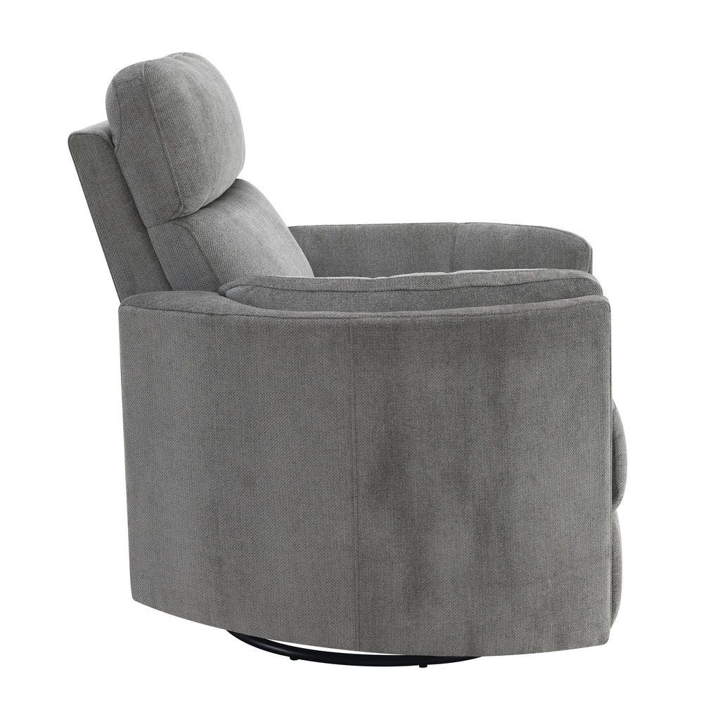 Sagen Charcoal Chenille Glider Recliner with Swivel