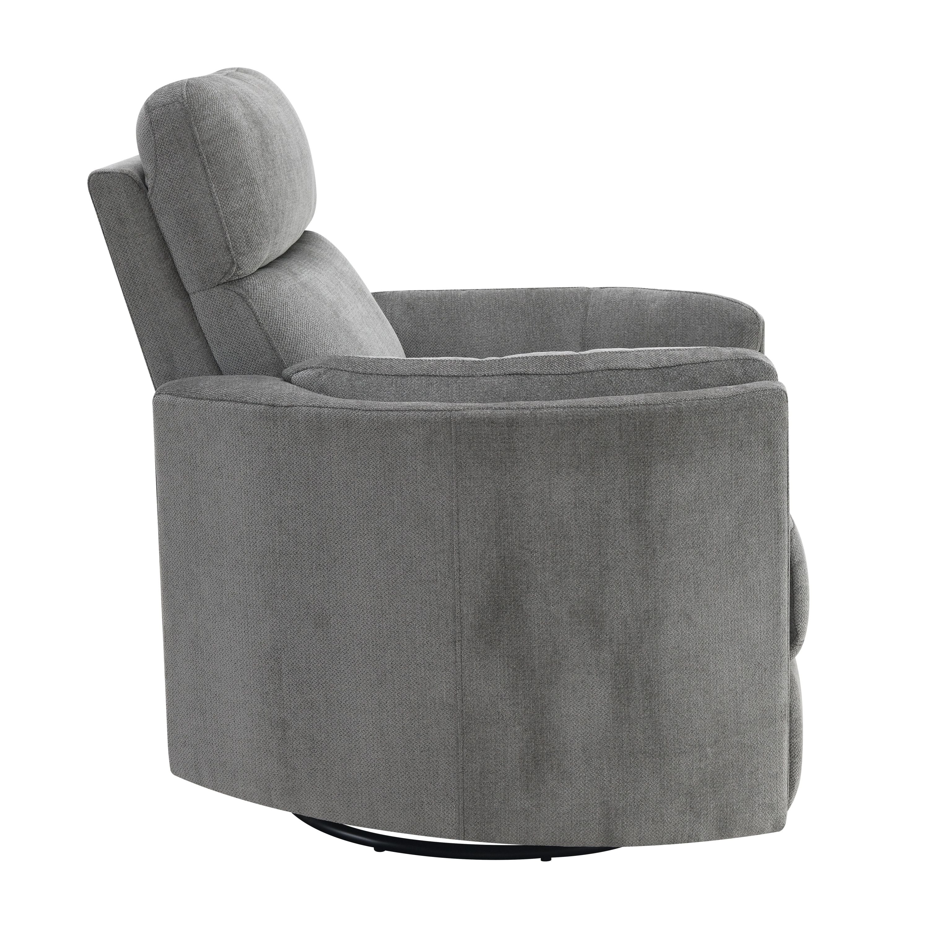 Sagen Charcoal Chenille Glider Recliner with Swivel