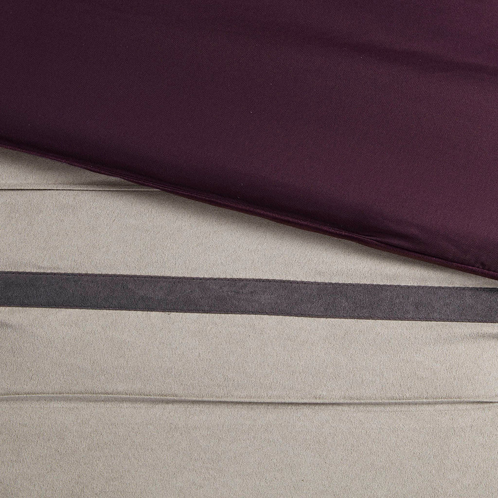7 Piece Faux Suede Comforter Set Purple Queen