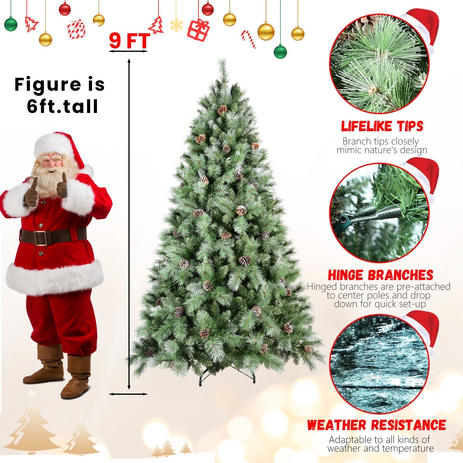 8 Ft The Full-Bodied Pre-Decorated Pinecone Christmas Tree