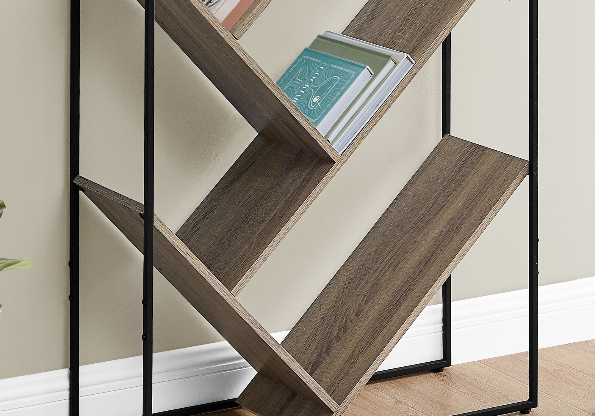 3-Tier Contemporary Bookshelf with Reclaimed Wood Finish