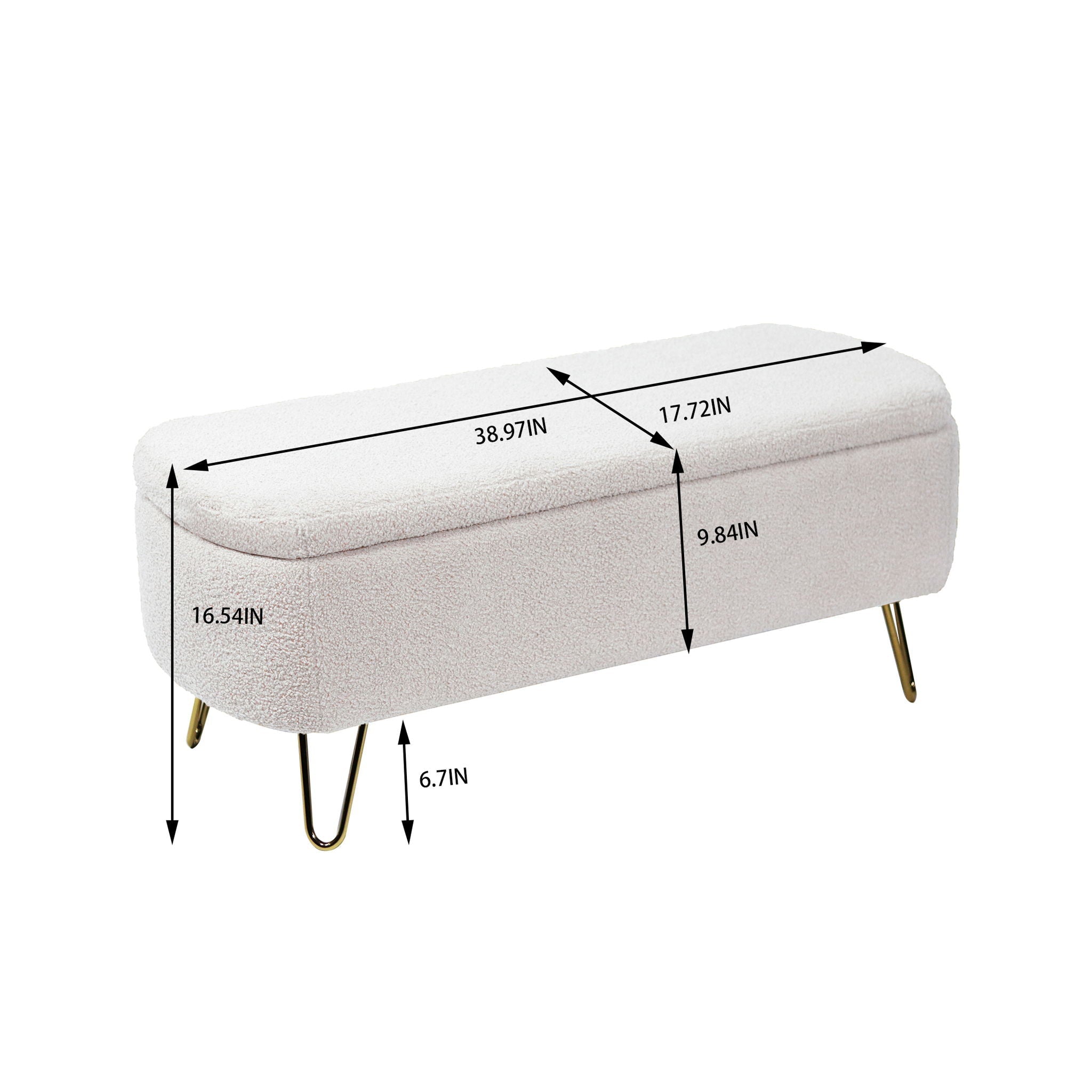 Storage Ottoman Bench For End Of Bed Legs, Modern Camel Faux Fur Entryway Bench Upholstered Padded With Storage For Living Room Bedroom