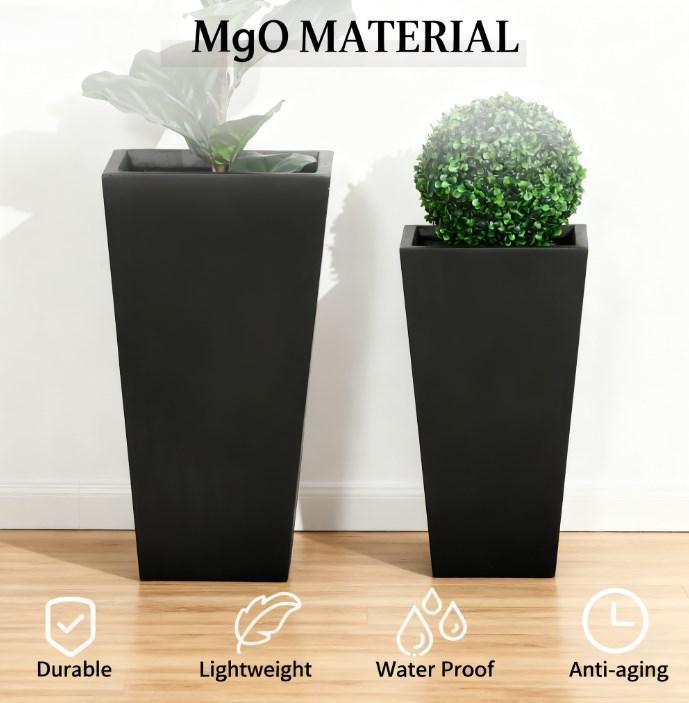 Tall Plant Pot 2-Pack Outdoor Planter Set with Drainage Holes