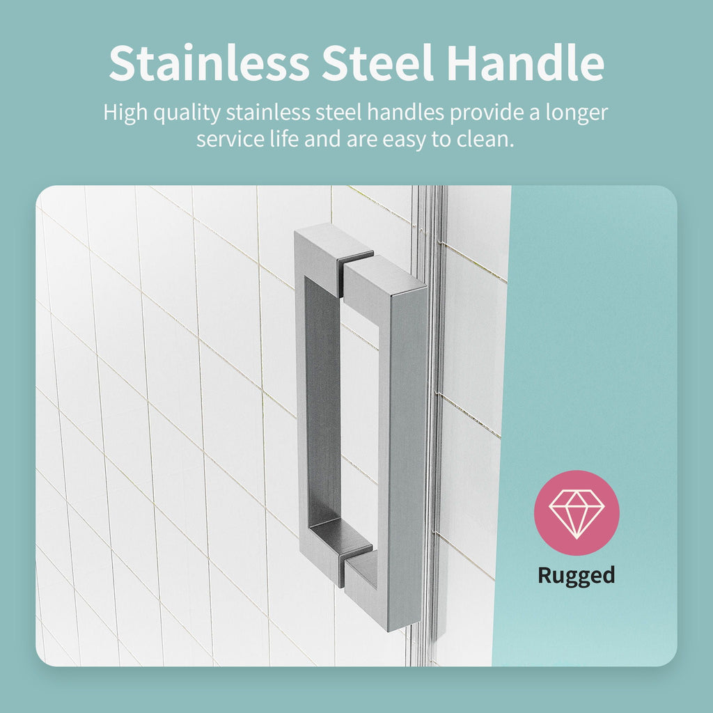 Frameless Single Sliding Soft Close Shower Doors, 3 / 8" Tempered Glass Reversible Installatio