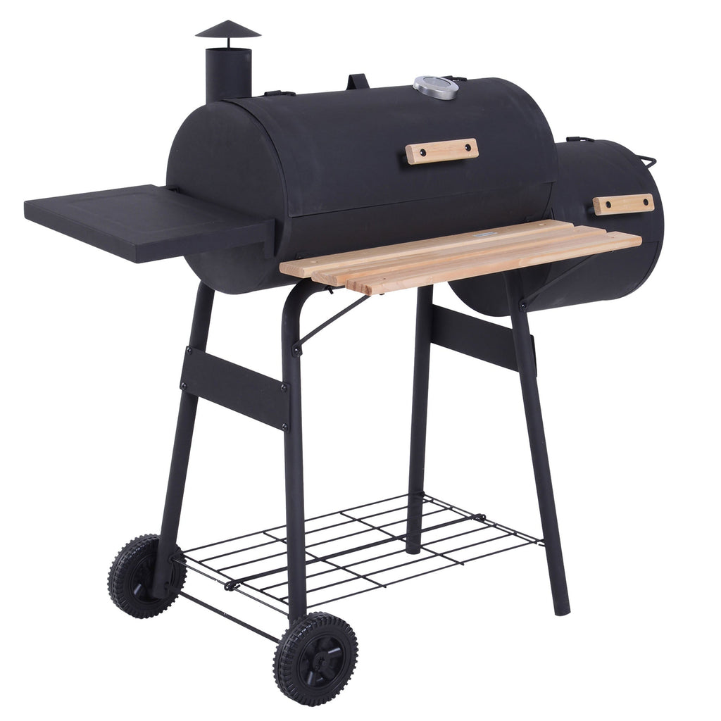 Outsunny 48' Steel Portable Backyard Charcoal BBQ Grill and Offset Smoker Combo