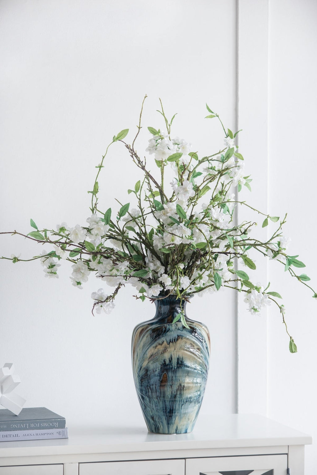 D8.7x15.5' Blue and Brown Reactive Glazed Vase