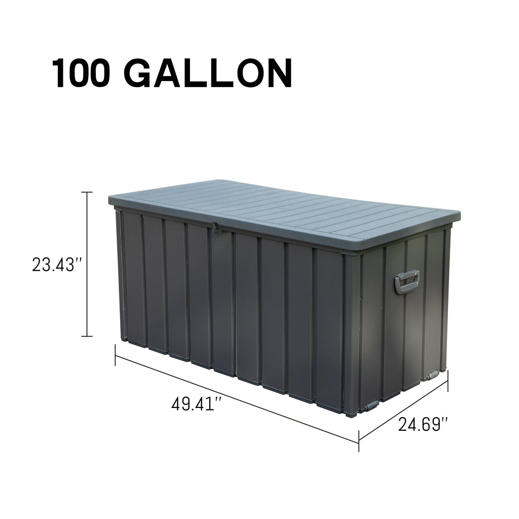 100 Gallon Outdoor Storage Deck Box Waterproof, Large Patio Storage Bin