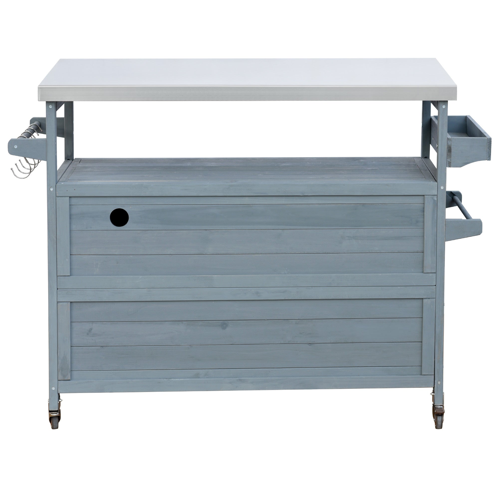 K&K Outdoor Kitchen Island, Rolling Bar Cart & Storage Cabinet