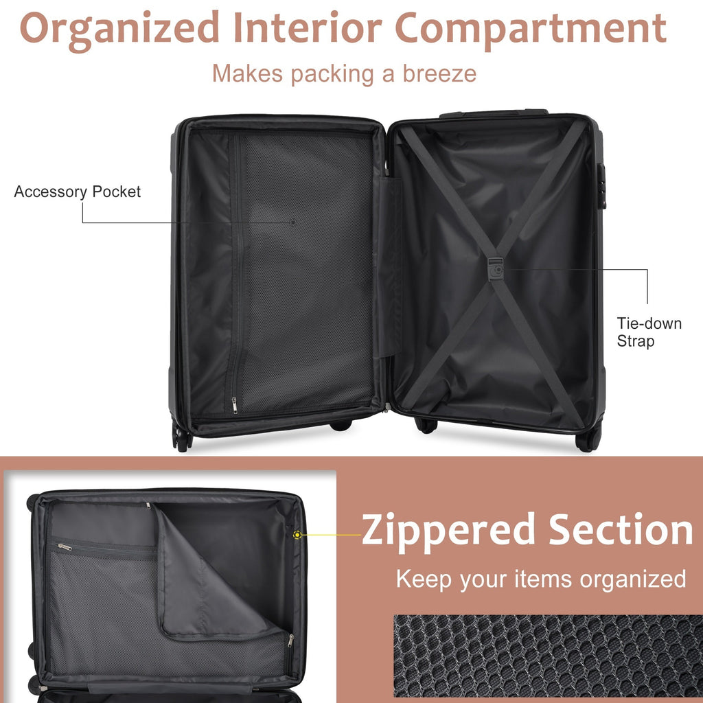Brown & White 6-Piece Expandable Hardshell Luggage Set