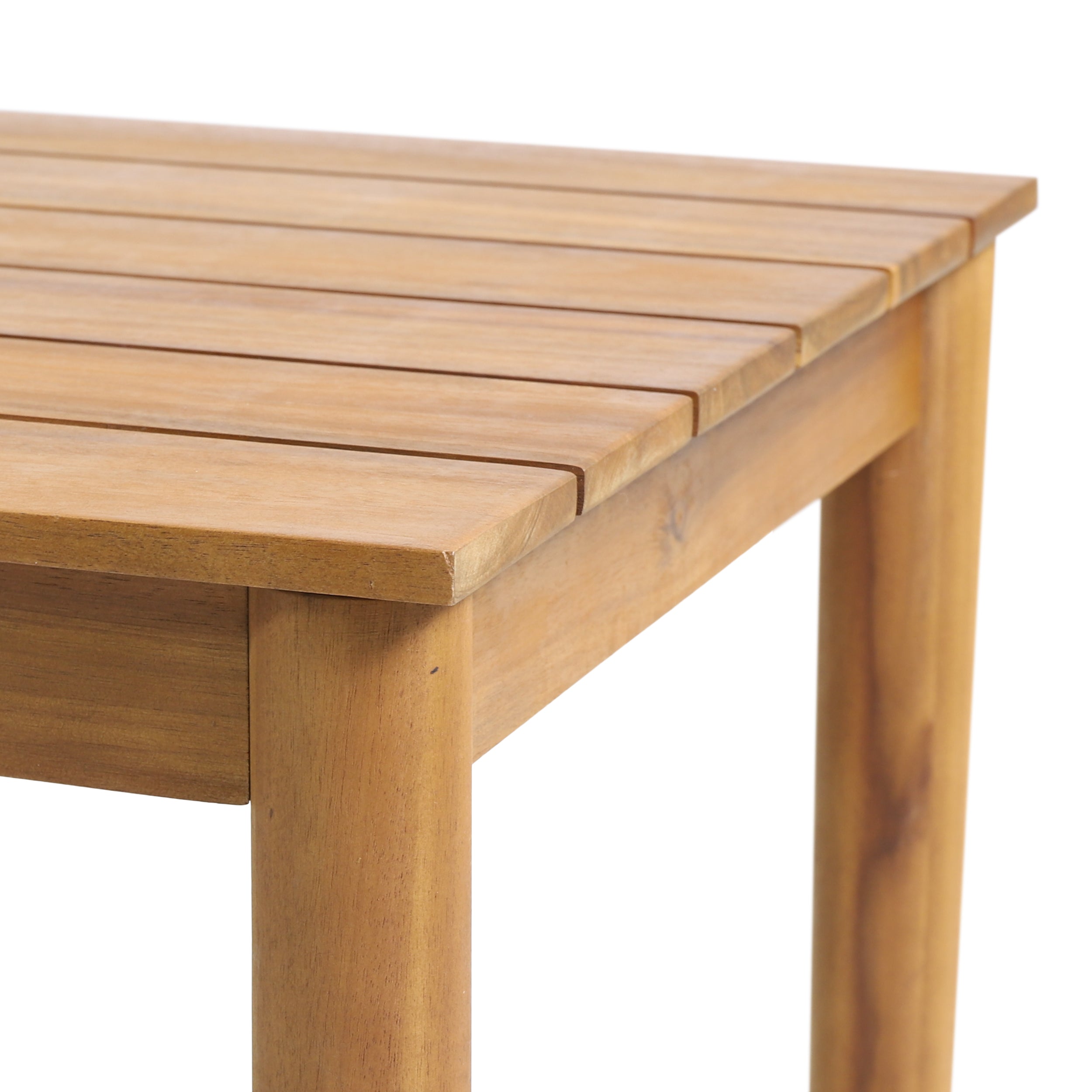 Acacia Wood Outdoor Set: 2 Club Chairs + Rustic Slat Side Table