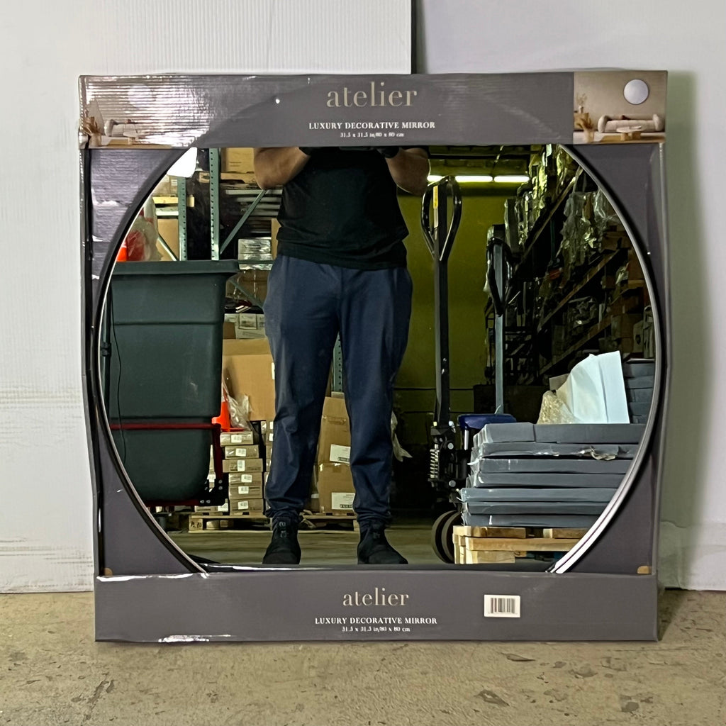 ATELIER Luxury Decorative Mirror Sz 31.5" x 31.5" Black (Distressed Box)