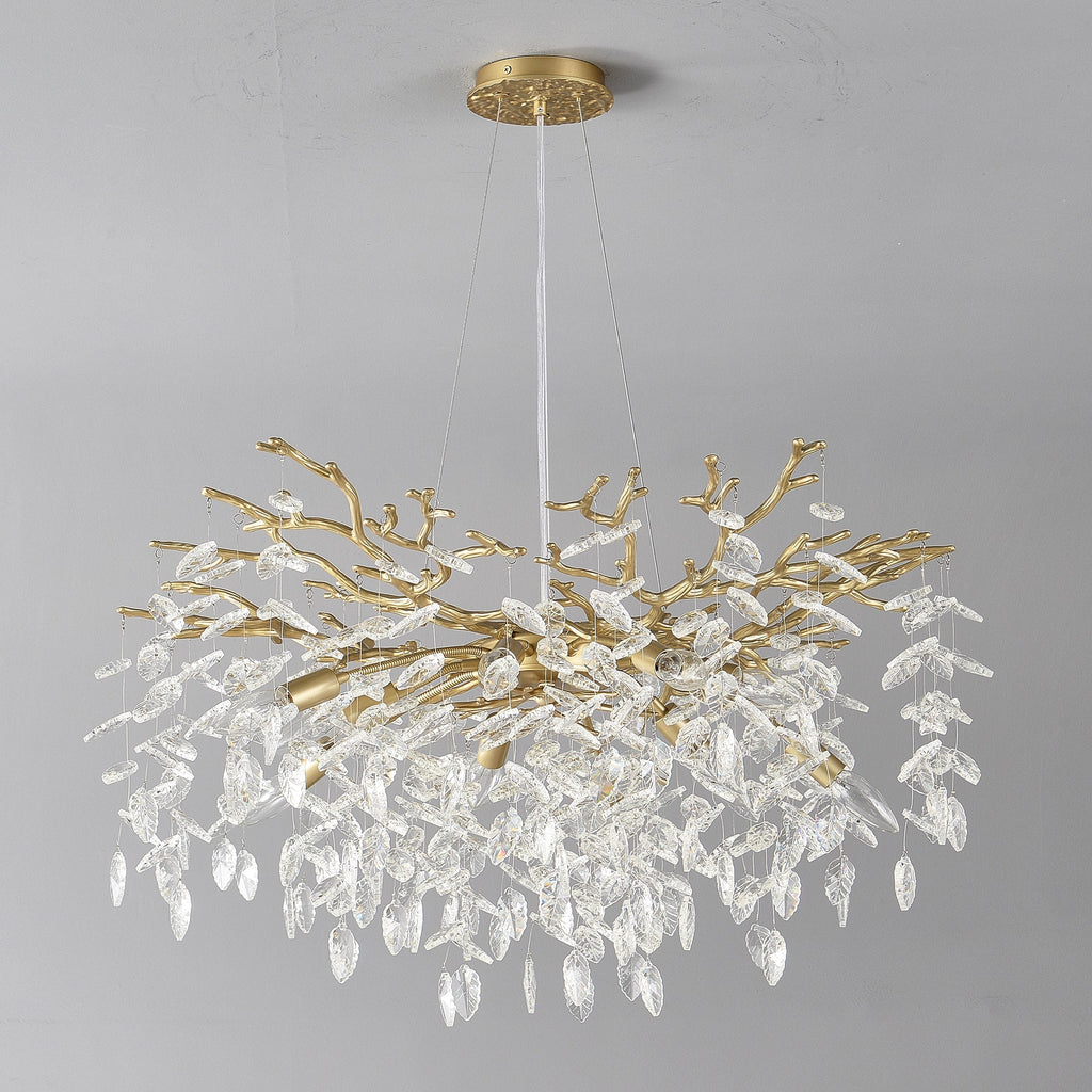 8-Light Crystal Gold Chandelier for Dining Room and Kitchen Island