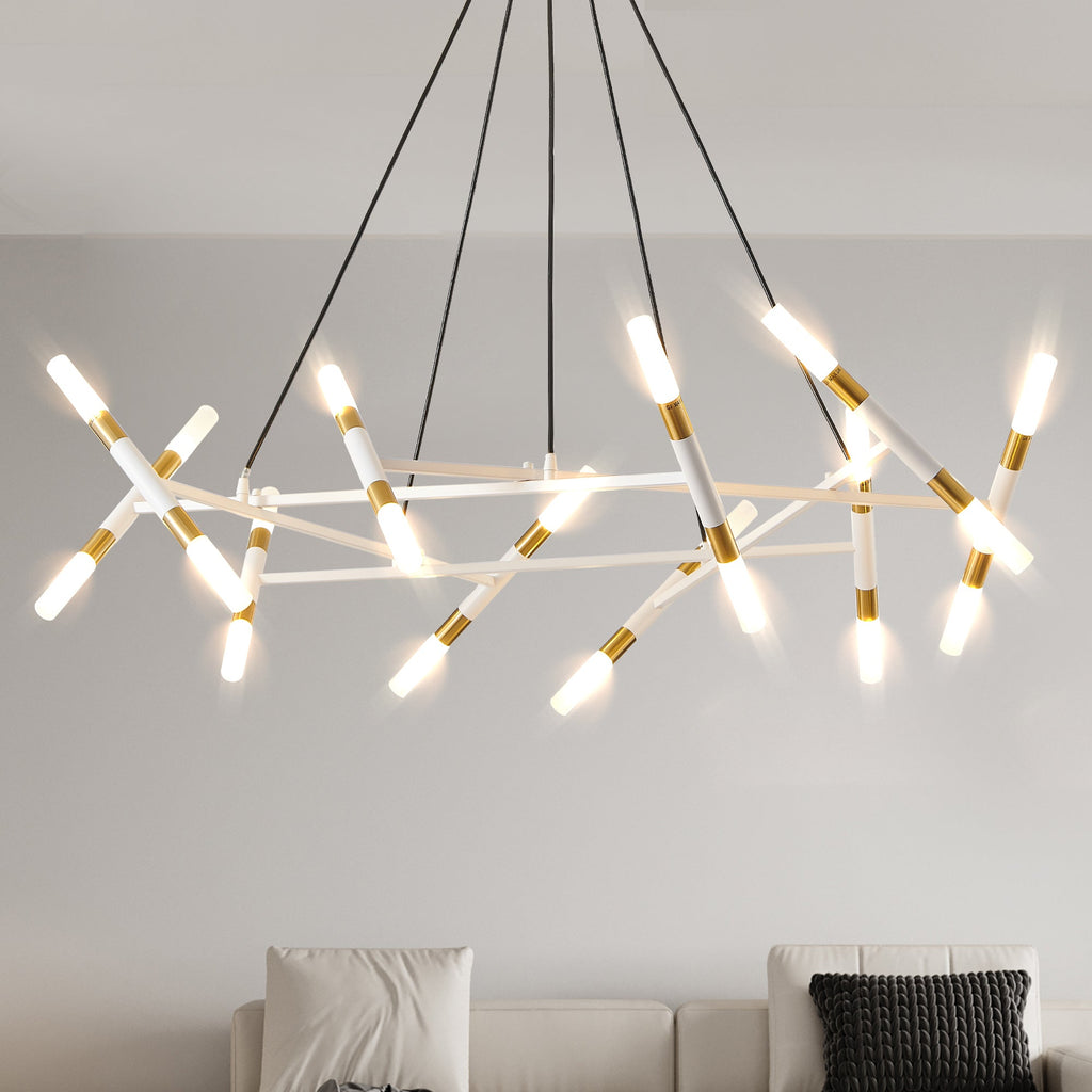41" White & Golden Modern Chandelier Light Fixture