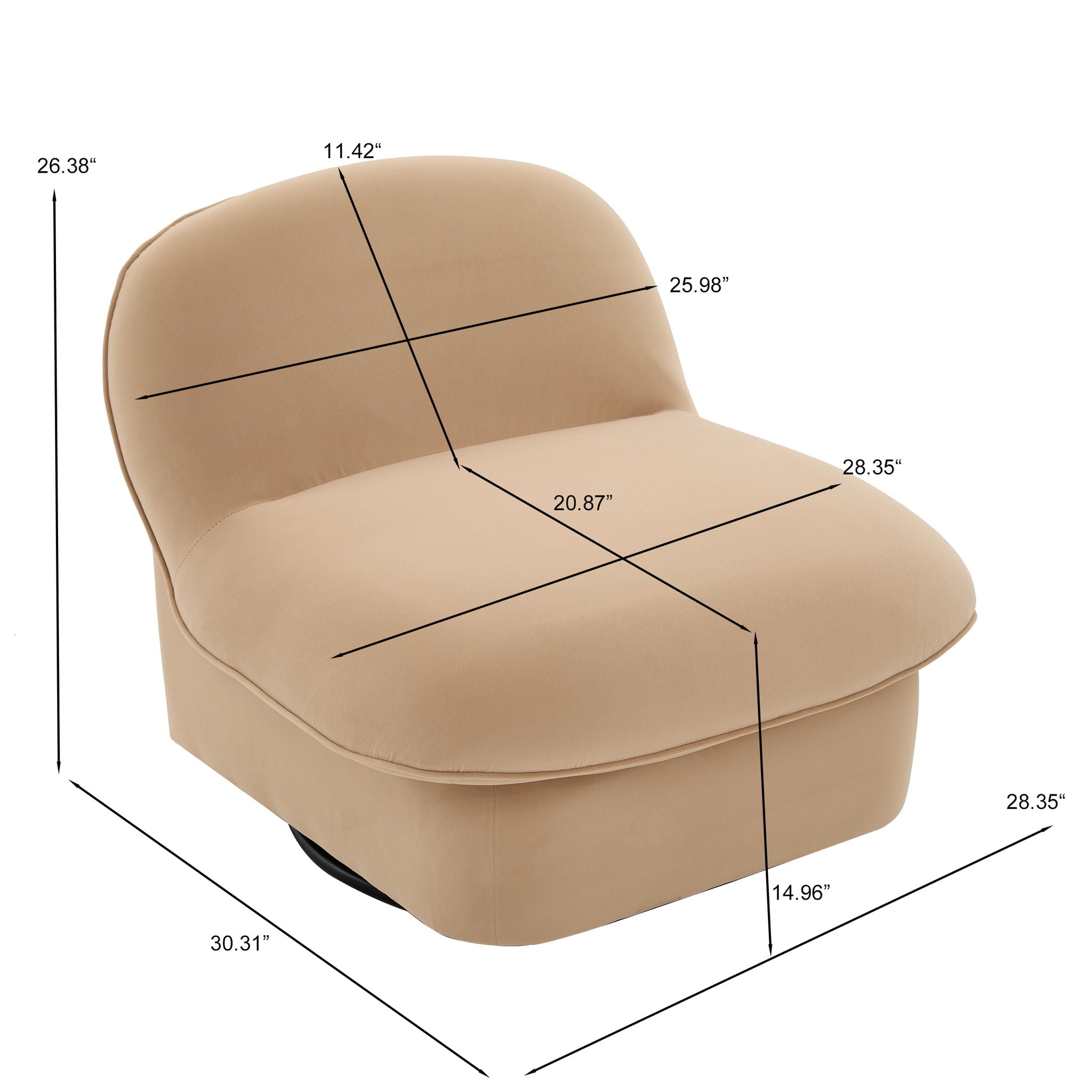 Pumpkin Shaped Swivel Accent Chair, 360 Degree Rotation for Living Room