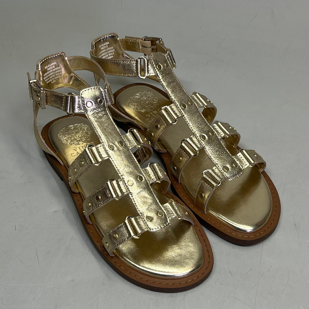 VINCE CAMUTO Leather Studded Gladiator Sandals Women's Sz 8.5M Egyptian Gold