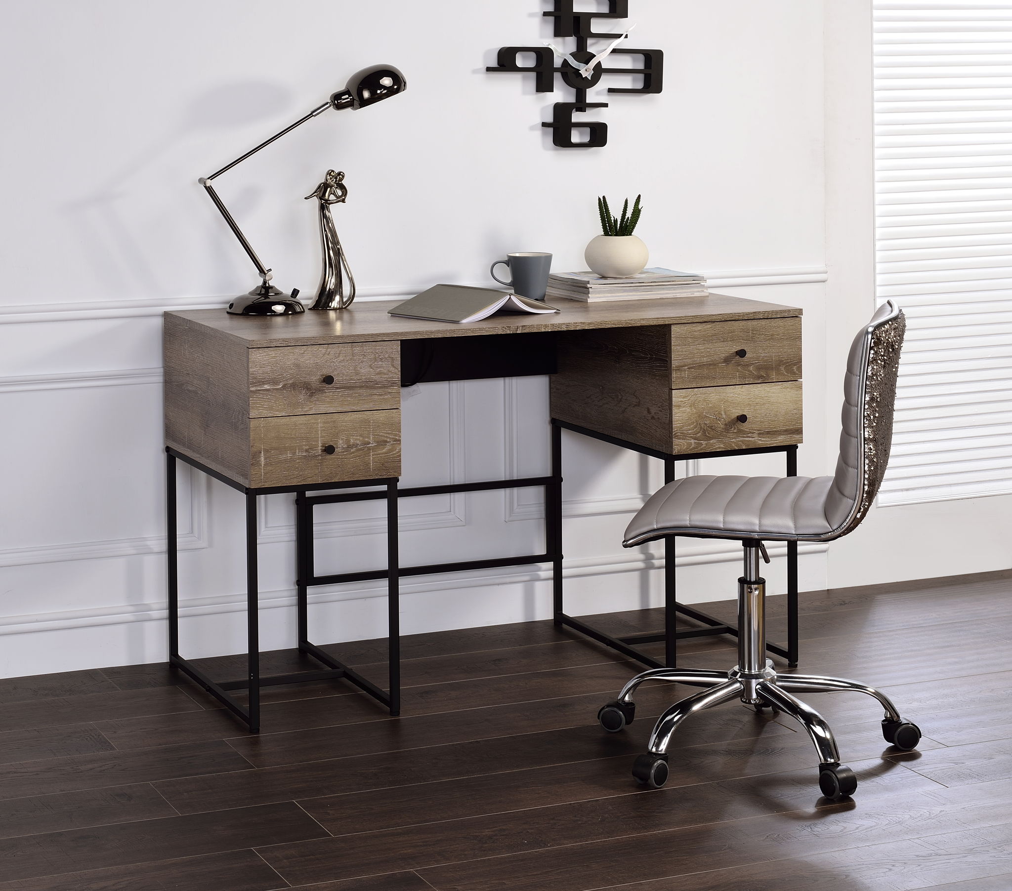 Desirre Writing Desk With USB Port - Oak