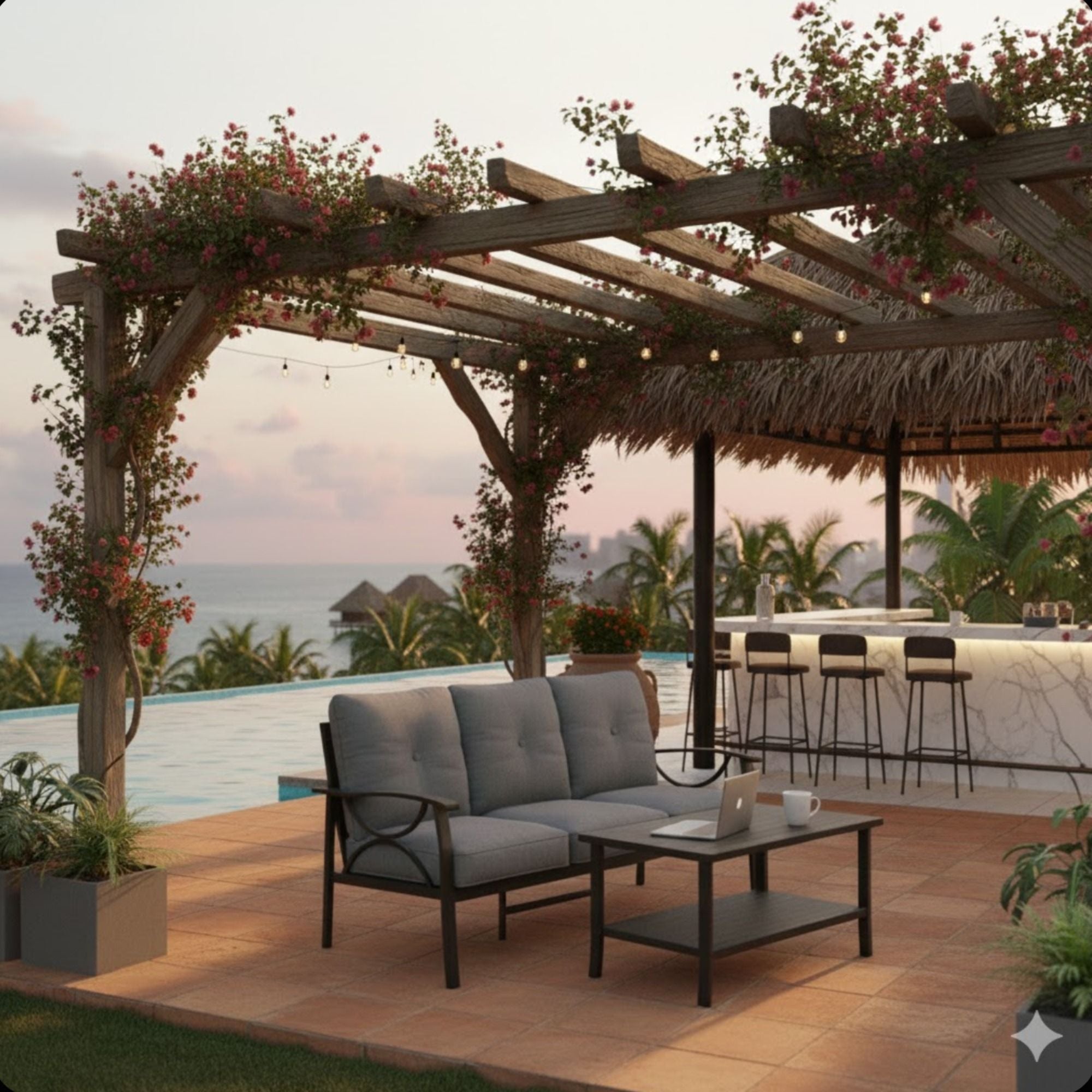 Patio Furniture Set with Coffee Table and Cushions for Backyard