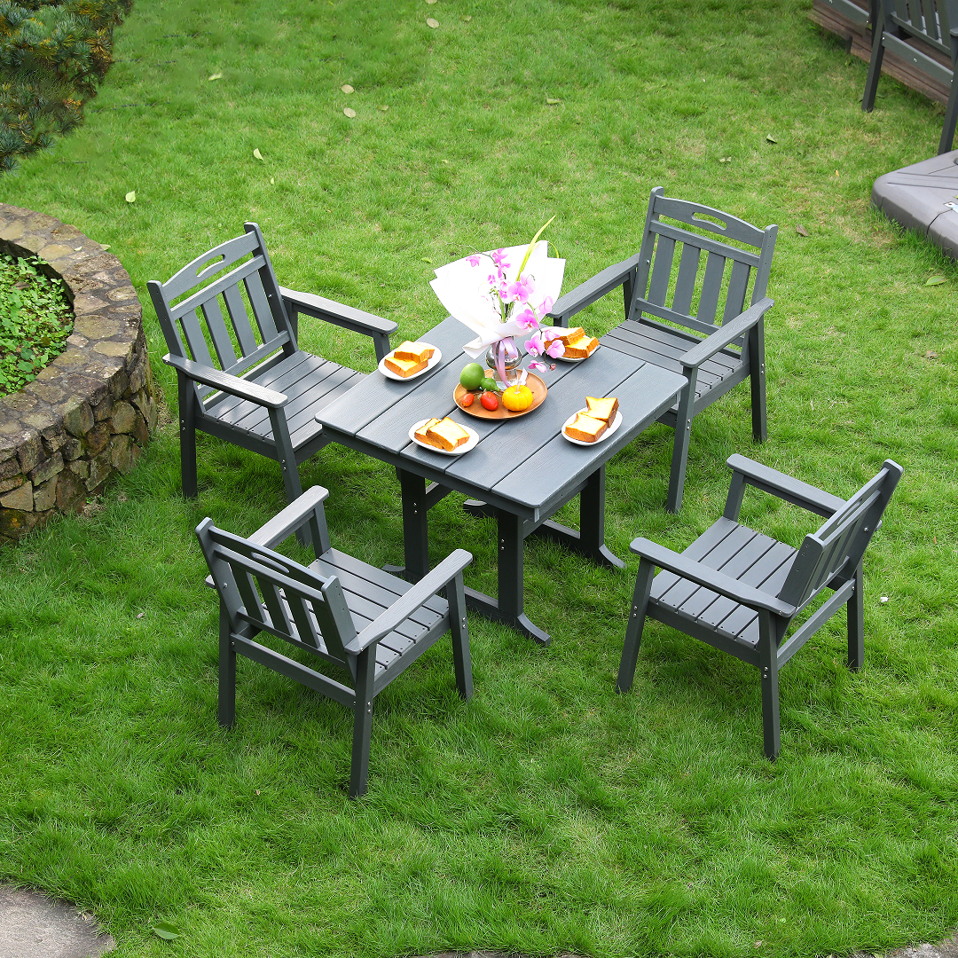 HDPE Outdoor Patio Dining Set with Table and 4 Chairs