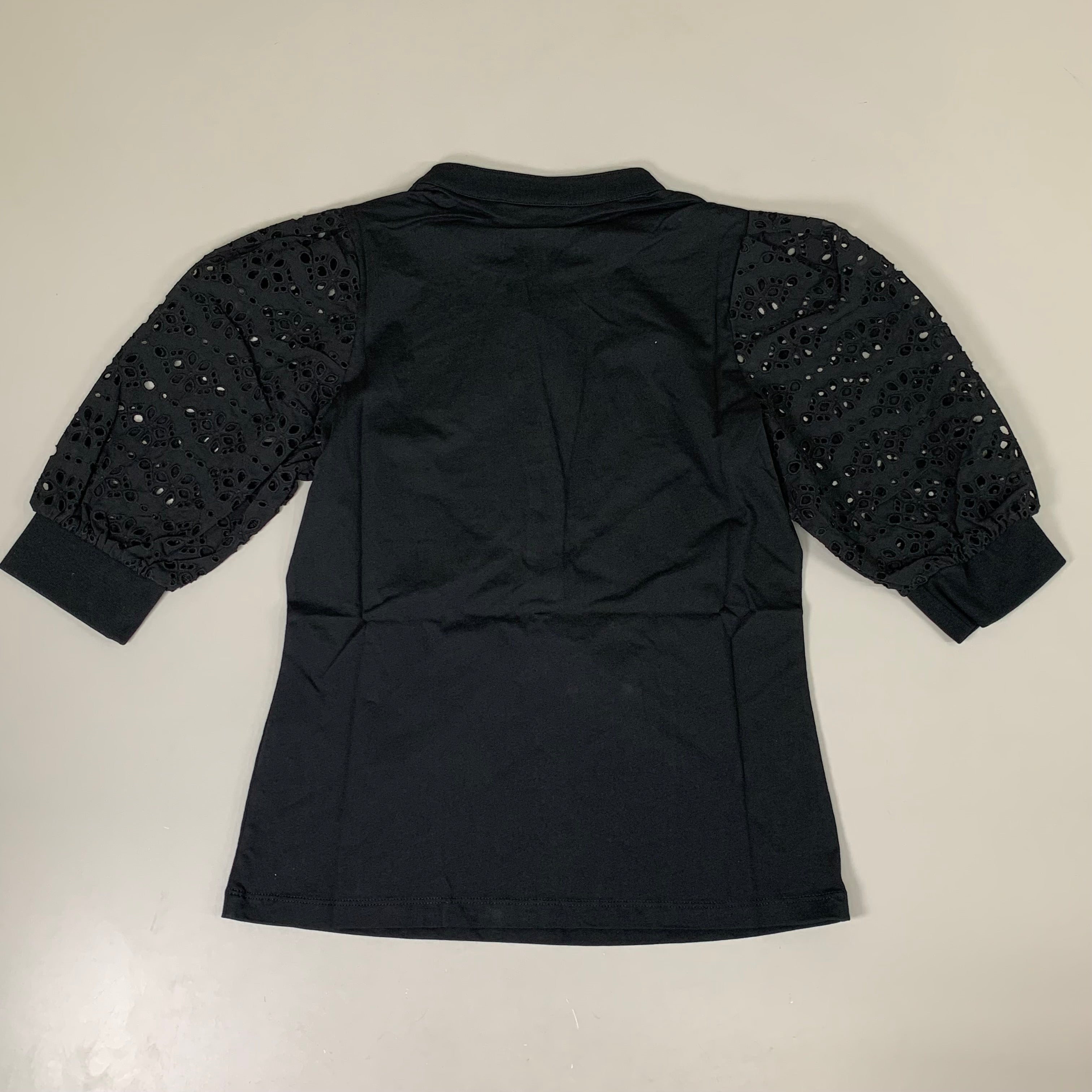 VERONICA BEARD Jeans Women's Coralee Top Lace Sleeves Sz-S Black J2406JY0330831