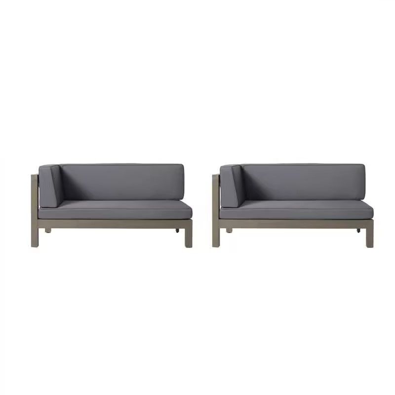 Aura 2 Piece Outdoor Set With X Back Left Bench And Corner - Dark Gray