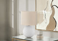 Contemporary Cream Ceramic Table Lamp with Fabric Shade