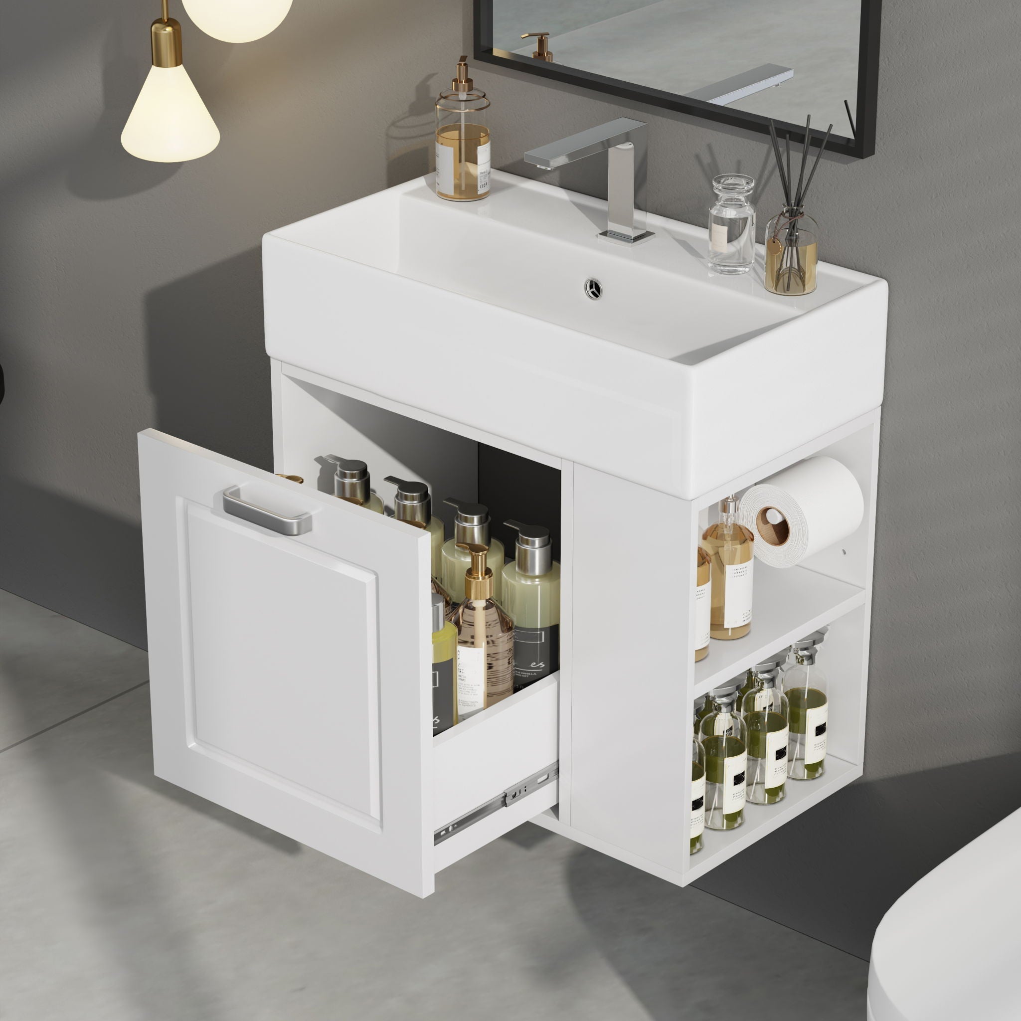 Modern Wall Mounted Bathroom Vanity With Sink