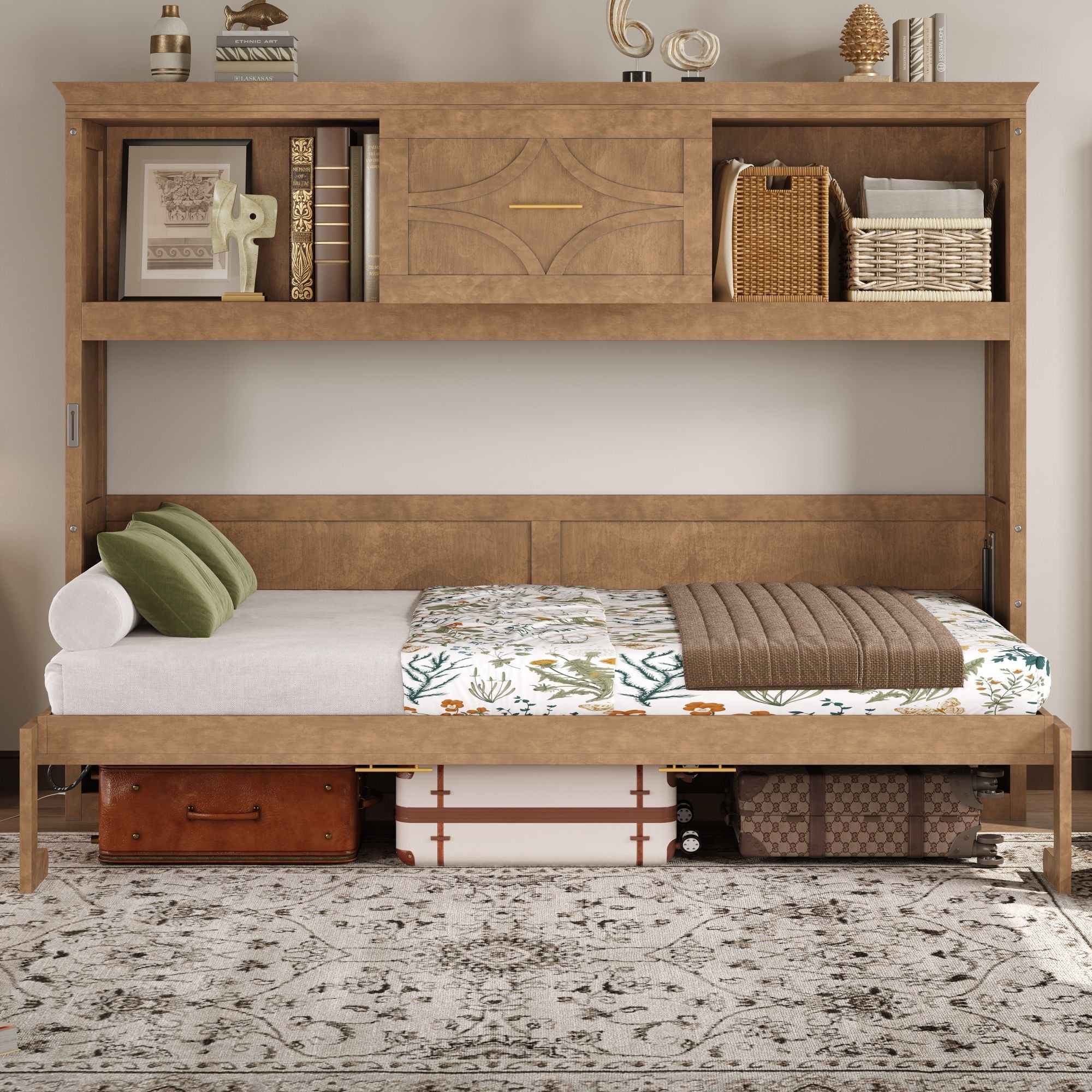 Murphy Bed With Charging Station and Drawer