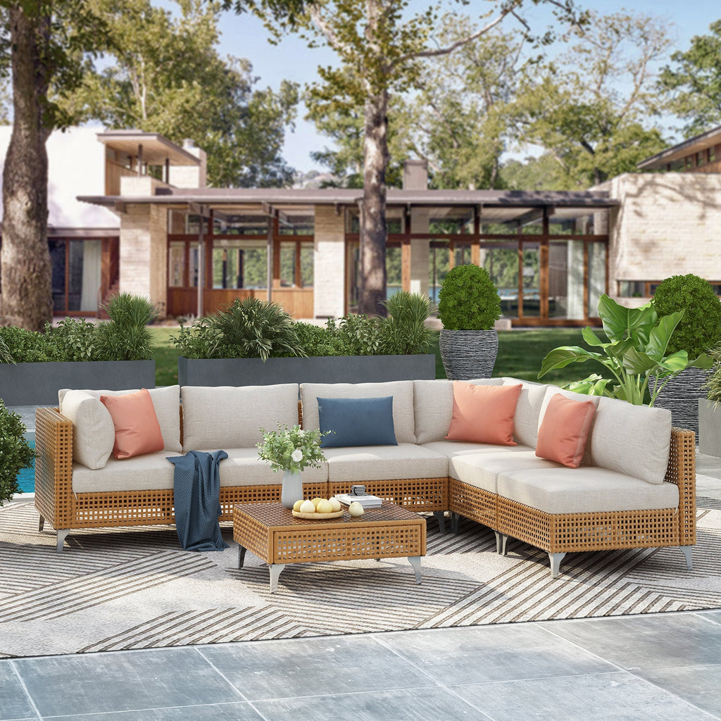 K&K 7-Piece Wicker Patio Furniture Set