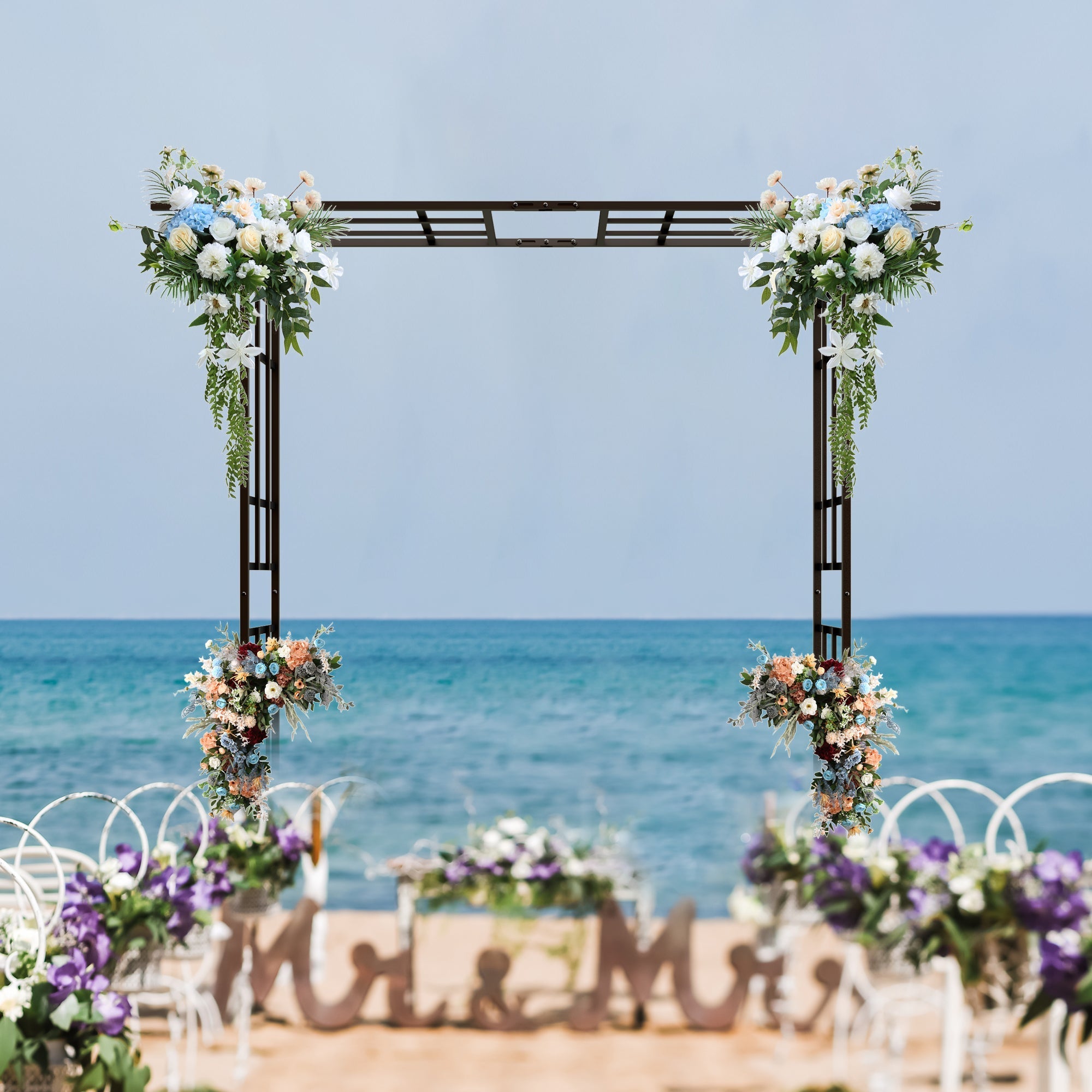Metal Garden Arch with Adjustable Width for Climbing Plants