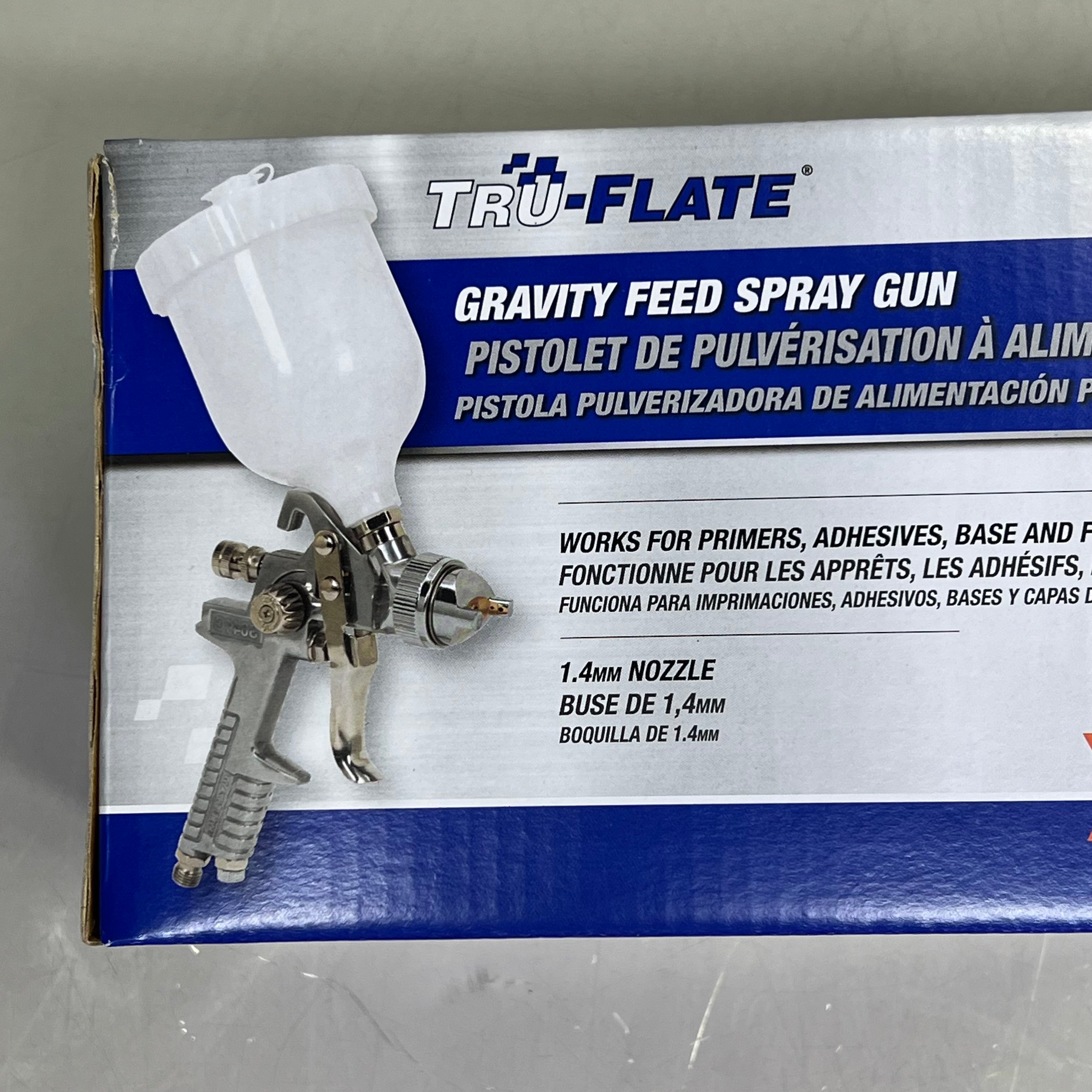 TRU-FLATE Full-Size HVLP Spray Gun-HF  600cc Hopper Sz Clear/Chrome TRFL25575