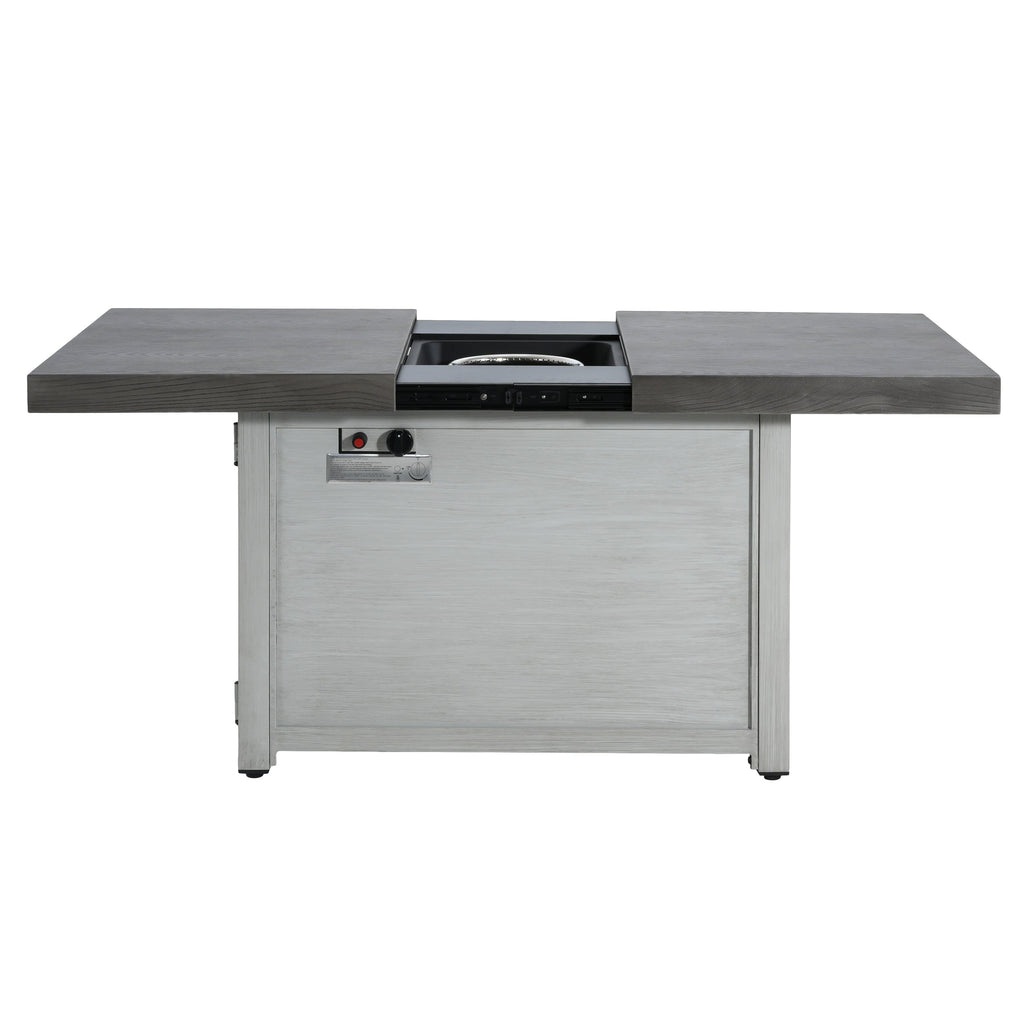 Extendable Rectangle Aluminum Alloy Fire Pit Table, 50,000 BTU