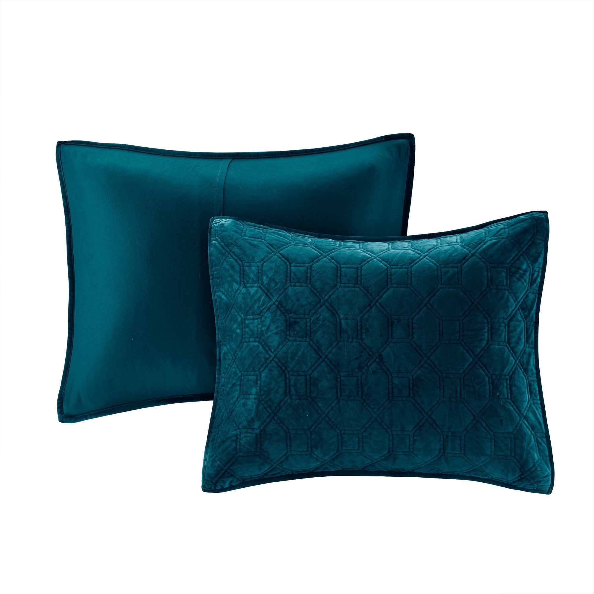 3 Piece Velvet Quilt Set Teal Full/Queen